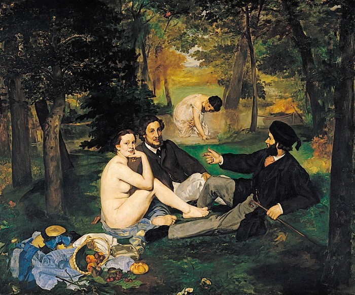 LUNCHEON ON THE GRASS PICNIC IN THE WOODS FRENCH 1863 PAINTING BY E. MANET REPRO