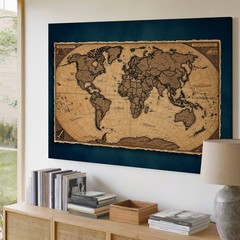 Detailed World Map Featuring A Rich, Textured Cork Surface Wall Art Canvas Print