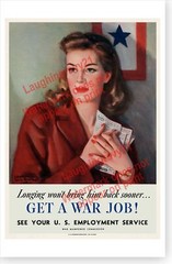 World War II Blue Star Rosie The Riveter Get A War Job Retro Poster