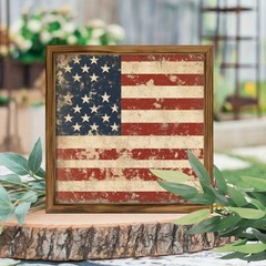 Wooden Vintage-style American Flag Wooden Sign Patriotic Stars Stripes Decor