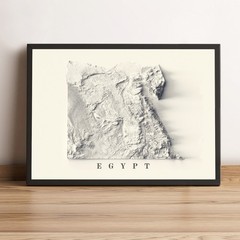 Egypt Map, Egypt Relief Map, Egypt Minimalist Map – 2D Flat Print