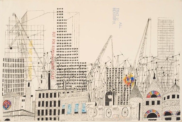 Ben Shahn Architectural Cityscape Drawing – All That Is Beautiful Print
