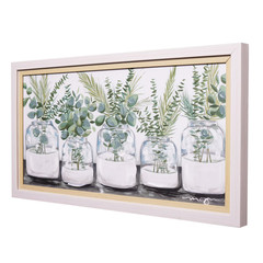 Double Framed Botanical Natural Wood Color Home Wall Art 12″ X 22″