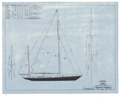 OLIN STEPHENS Bolero: Sail Plan, 1949 SIGNED 30.75″ x 35.5″ Serigraph 2004 Conte