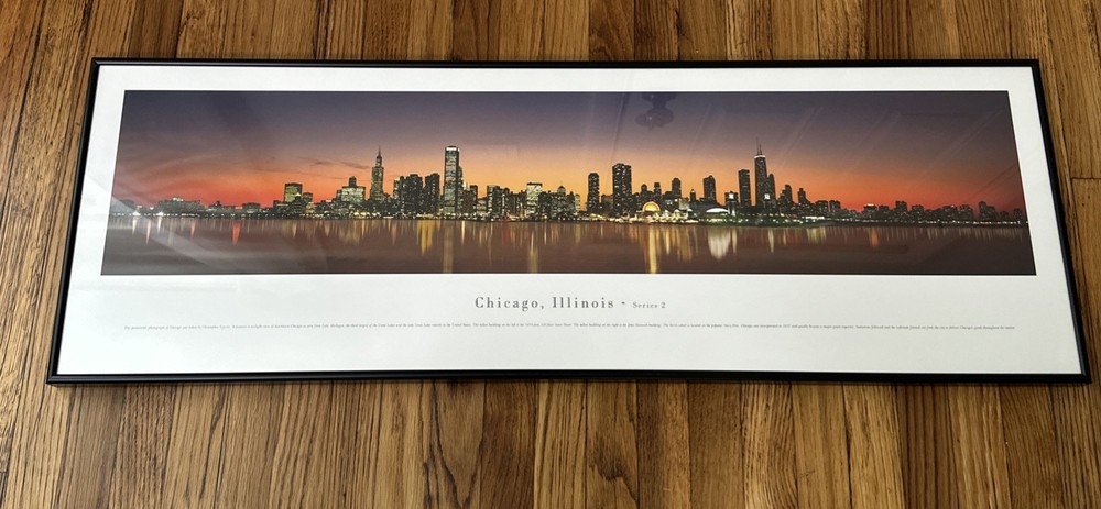 Framed Panoramic Chicago Skyline Print Horizontal 40 x 14 James Blakeway