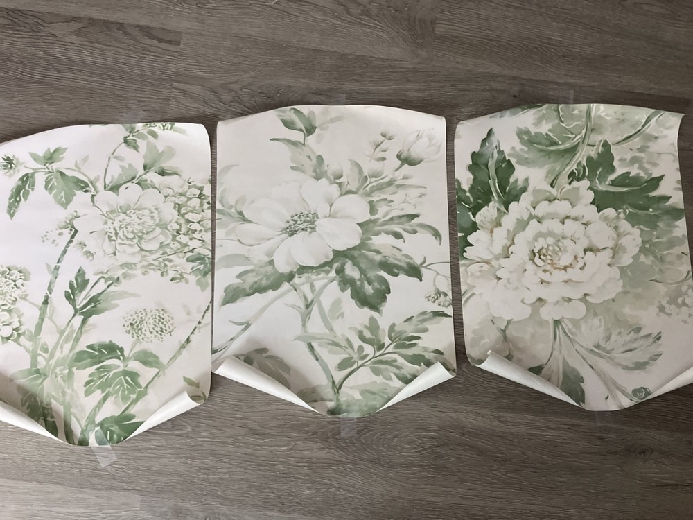 Set of 3 Green Floral Unframed Canvas Prints – ready for framing!!