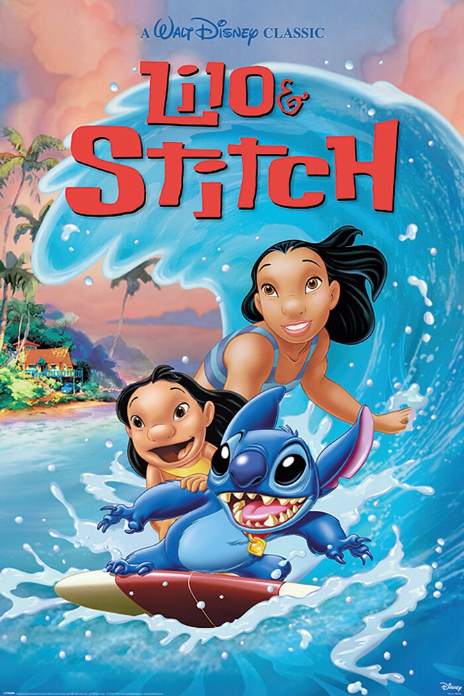 Lilo & Stitch – Disney / Pixar TV / Movie Poster (Wave Surfing) (Size: 24 x 36″)