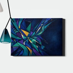 Indigo color block geometric collage Poster Print