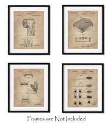 Bathroom Patent Print Set of 4 Vintage Art Prints -8×10 UNFRAMED- Restroom Decor