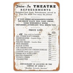 Agedsign 1950 Drive in Theater Menu Metal Signs Wall 8×12 inches, Rustic