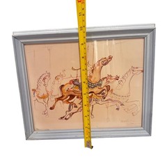 Ed Walaitis Carousel Horses Framed water color Original Signed Wall Decor 1983