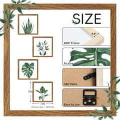 Artbyhannah Framed Bathroom Wall Art Decor, 10X10 Inch 4 Pack Botanical Gallery