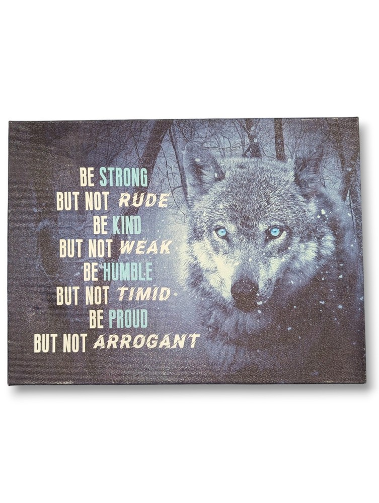 Wolf Canvas Home Decor Strong Quote Wall Art 15.5″L × 11.5″H × 0.5″W