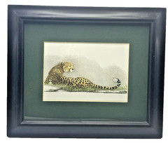 Framed Cheetah Wildlife Print Matted Art Black Frame Nature Decor