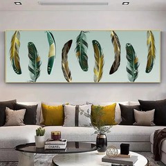 Panoramic Shades of Green Brown & Golden Canvas Wall Art Home Decor