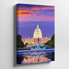 Washington Dc Capitol Building At Sunset Canvas Wall Art Cityscape Decor Print