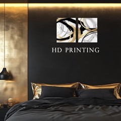 Abstract Black and Gold Wall Art Set of 2 11×14 Inches Framed- Modern Black G…