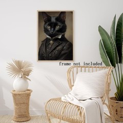 Ljubovnik Gentleman Black Cat Canvas Frame Wall 12″L x 18″W, style-1 Unframed