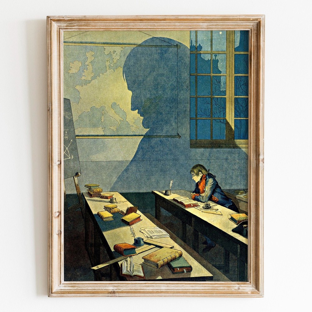 Young Napoleon Studying At The Military Academy Wall Art Poster Print