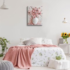 Pink Floral Canvas Wall Art: Colorful Decor for Living Room