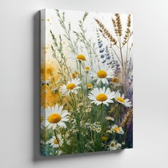 Daisy Wildflowers Canvas Wall Art Floral Print Nature Inspired Meadow Home Decor