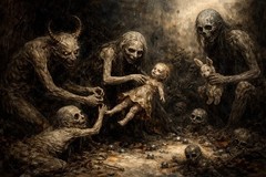 Creepy Art Print Spooky Doll Creature Monster Toy Horror Painting 13×19 Poster