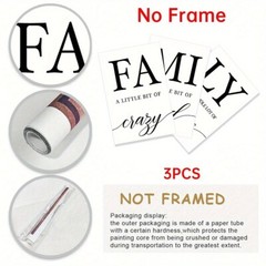 3 Piece Frameless Inspirational Motto Canvas Wall Art Set Family Sayings