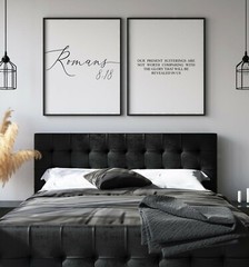 Romans 8:18, Bible Verse Quote, Set of 2 Poster Prints, Home Wall Art Décor