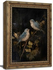 Gold Framed Wall Art, Vintage Blue Bird Canvas Prints – Rustic Nature Bird on…