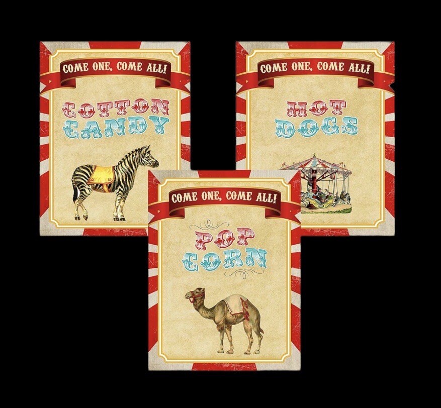3 Posters Retro Vintage Circus Carnival Themed Room Party Birthday Invite Decor