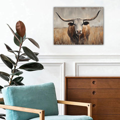 Farmhouse Cow Pictures Wall Decor Longhorn Cattle Canvas Wall Art Western Home D