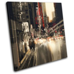 Abstract Cityscape Painting Style Urban SINGLE CANVAS WALL ART Picture Print