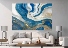 Gold Marble Canvas,Blue Marble Wall Art,Abstract Wall Art,Wall Decor