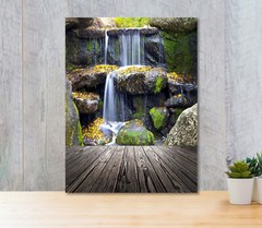 Wood Textured Waterfall 5mm thick Plastic Poster Ready to Hang 45x60cm