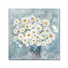 Flowers Bathroom Wall Decor Floral Canvas Wall Art White Daisy in Vase Light …