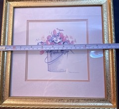 VTG Essex Fine Art Floral Gold Ornate Framed Watercolor Cottage Farmhouse Decor