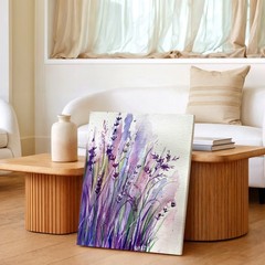 Wall Art Purple Lavender Flowers Watercolor Painting Floral Botanical Decor