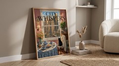 Vintage City Whispers Poster New York Cityscape Black Cat Art Print Decor
