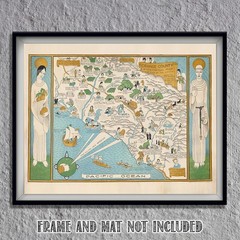 Orange County California 1929 Pictorial Map Vintage SoCal History Wall Print