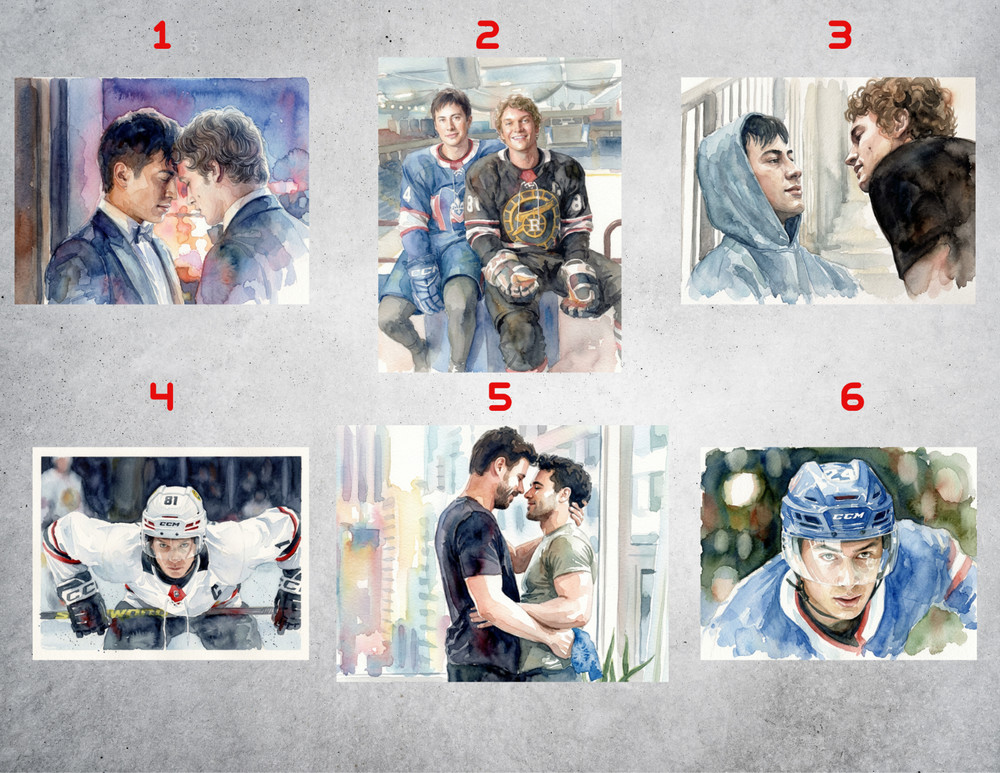 Heated Rivalry Watercolor Style Wall Collage Poster Print Kit