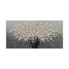 White Flowers Abstract Canvas Painting Posters Prints Texture Wall Art Picture