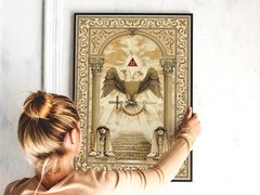Scottish Rite 32 Degree Masonic Print Eagle Freemasonry, Museum Grade Print.
