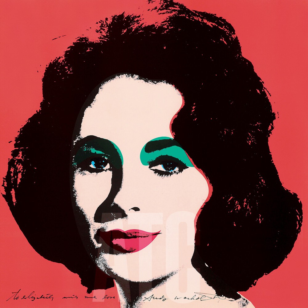 24W»x24H» LIZ 1964 by ANDY WARHOL – ELIZABETH TAYLOR CLEOPATRA CHOICES of CANVAS
