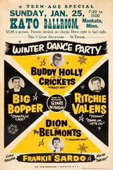 Buddy Holly Big Bopper Ritchie Valens 1959 Concert Winter Dance Party Poster