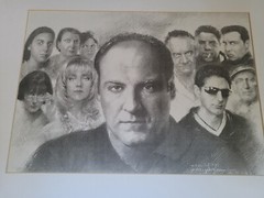 The Sopranos Black & White Cast Art Sketch Poster Tony Soprano James Gandolfini