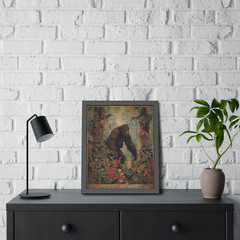 BIGFOOT BOTANICAL Wall Art, SASQUATCH Flower Poster Print, Cryptid Floral Decor