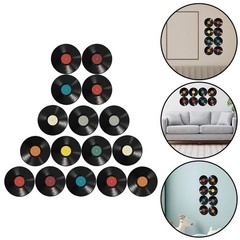 16 Pcs Retro Vinyl Record Wall Decor Decorative Records Stickers Disc