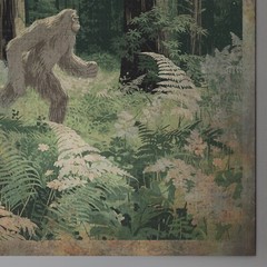 Vintage YETI Sasquatch Wall Art, Bigfoot Jungle Nature Decor, Cryptid Tree Print