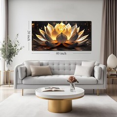 TYTAUPT Lotus Flower Canvas Wall Art For Bedroom Women Gold And Yellow Wall