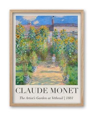 Natural OAK Wood Framed Wall Art, 12x16in Bedroom Wall Art Decor, Claude Mone…
